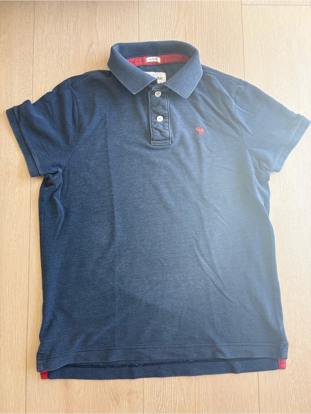Abercrombie & Fitch Navy Polo with Red Logo Trim